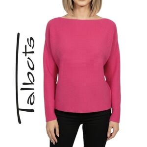 Talbots Lamb's Wool Sweater XS Ribbed Like New Cozy Warm Hot Pink